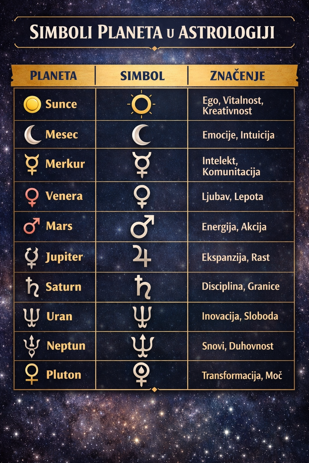 planete u astrologiji simboli
